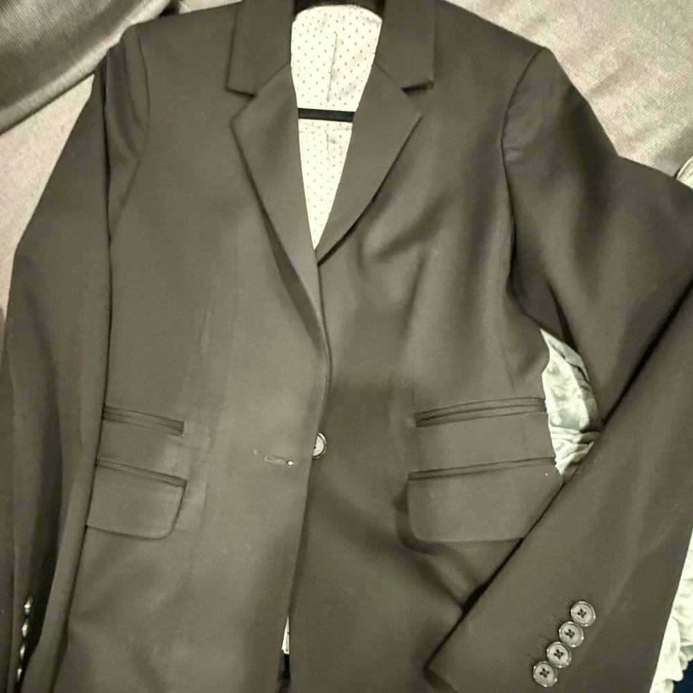 Express Editor One Button Black Blazer Size 8 Off… - image 6